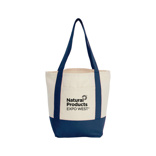 Expo West - Natural/Navy Mini Recycled Cotton Canvas Tote